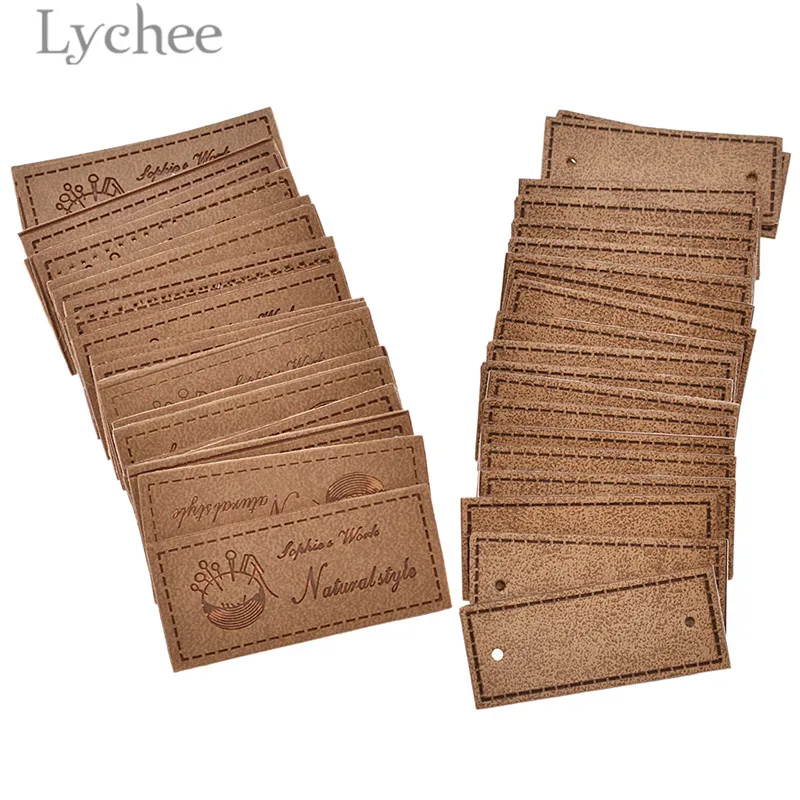 Lychee 20 шт. винтажные квадратные ярлыки из искусственной кожи в естественном стиле