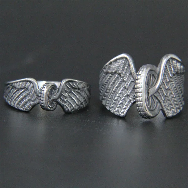 Мужское кольцо с крыльями колеса маленькое из нержавеющей стали 316L большого