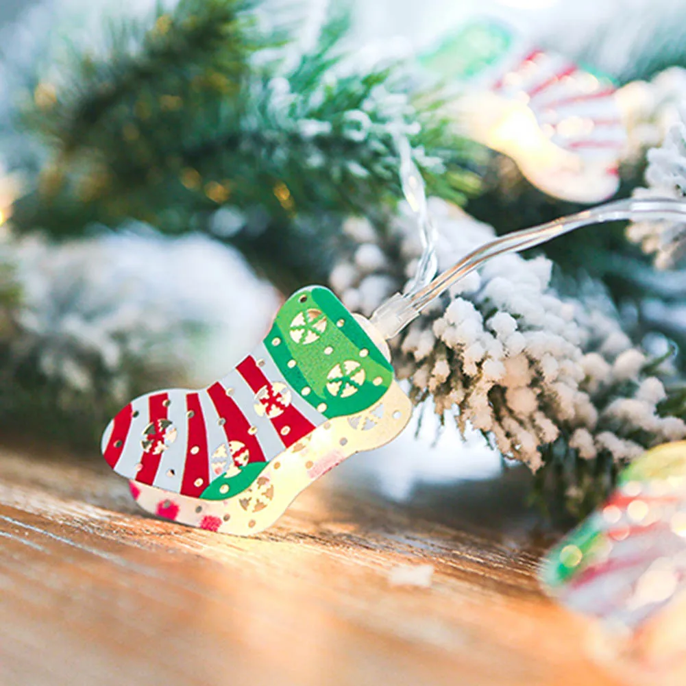 1 шт светодиодный Строка Рождественские огни форма носков Висит вечерние дерево