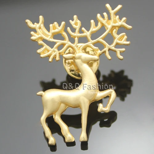 Женская блузка с золотистым оленем и рогом оленя рубашка воротником брошка на