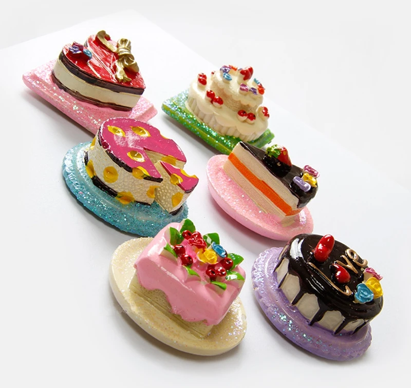 6 шт./лот имитации торта высокого класса смолы 3D магнит на холодильник креативное