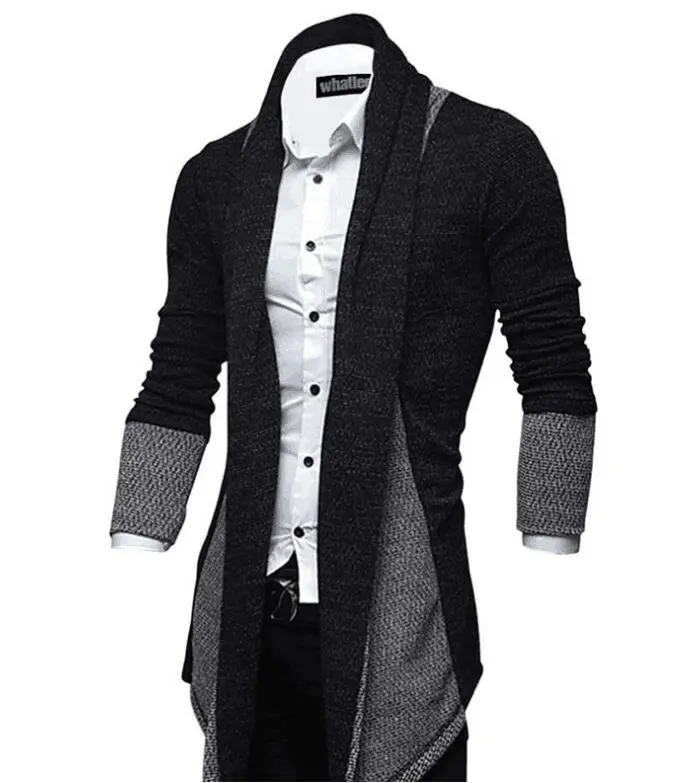 Dark Gray Модные Для мужчин s с длинными рукавами, шерстяные свитер кардиган плюс Размеры корейский стиль Вязаный пэчворк пальто Для мужчин Тонкий куртки ветровка мужской - Цвет: Dark Gray