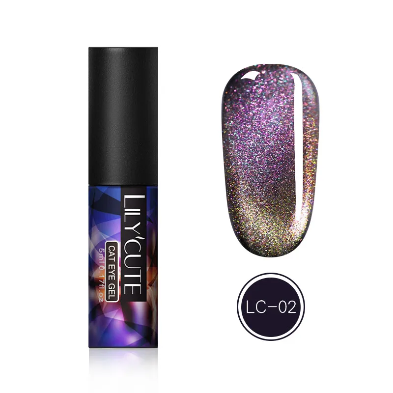 LC-7D-02 LILYCUTE Магнитный Блестящий Гель-лак для ногтей цветной кошачий глаз УФ замочить от ногтей Гель-лак для маникюра - Цвет: LC-7D-02