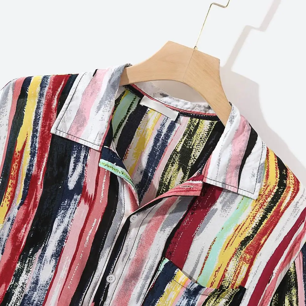 NEW HOT 4XL Men's Multi Color Lump Chest Pocket Short Sleeve Round Hem Loose Shirts male summer 2019 fashion Blouse clothing | Мужская