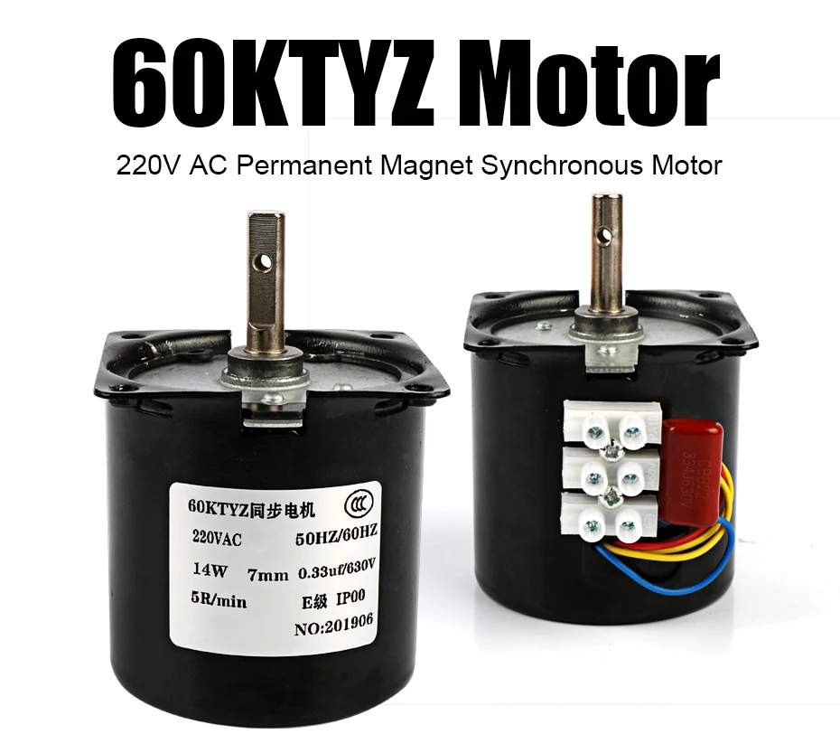 60ktyz AC синхронный двигатель с постоянным магнитом 220V Шестерни мотор миниатюрный низкий Скорость большим вращающим моментом небольшой мотор