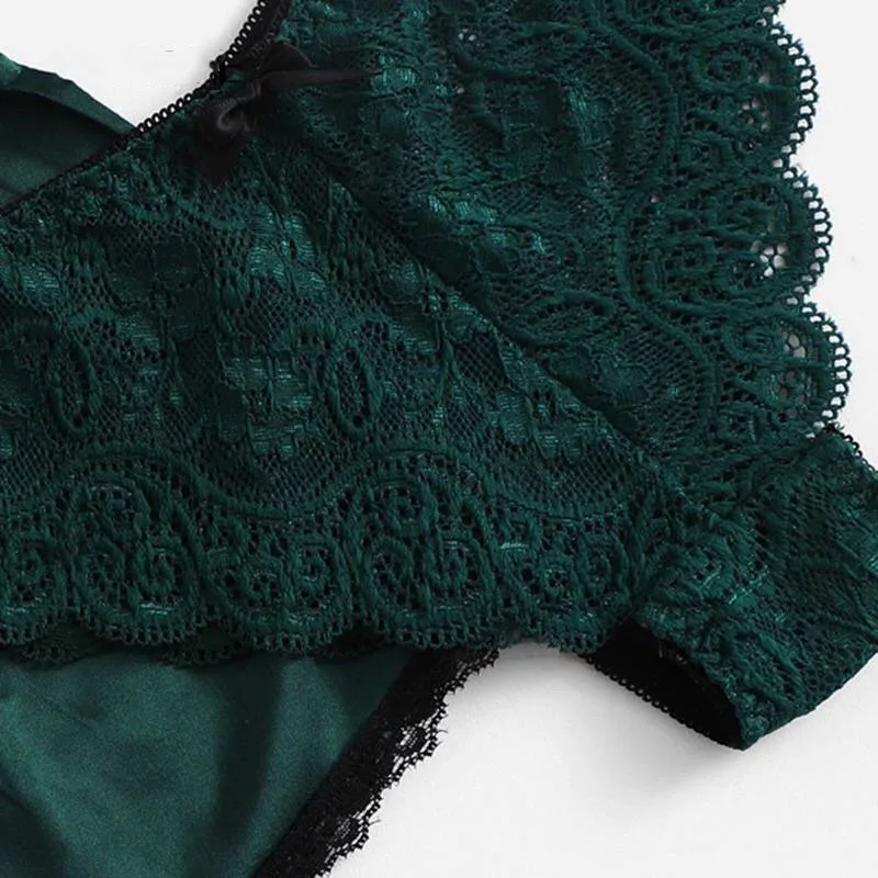 Кружевные сексуальные пижамы на бретельках, кружевные трусы Vest шорты, комплект из 3 предметов, шелковые пижамы, лето, соблазнительное женское белье, пижама размера плюс