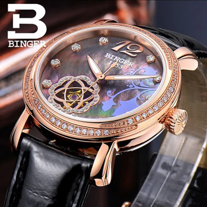 Часы женские механические водонепроницаемые с автоподзаводом и сапфировым