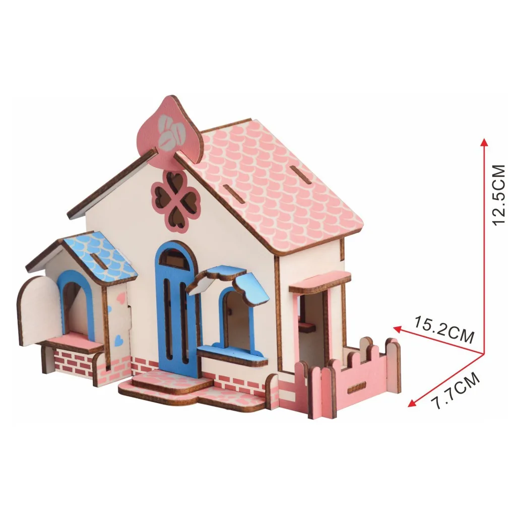 Лазерная резка 3D Деревянный пазл строительство шоколадный дом DIY Ручная сборка