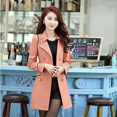 Light pink YAGENZ, весна-осень, ветровка, пальто для женщин, s, плюс размер, нижнее белье, Женский Тренч, модное двубортное пальто, повседневный стиль, 989 - Цвет: Light pink