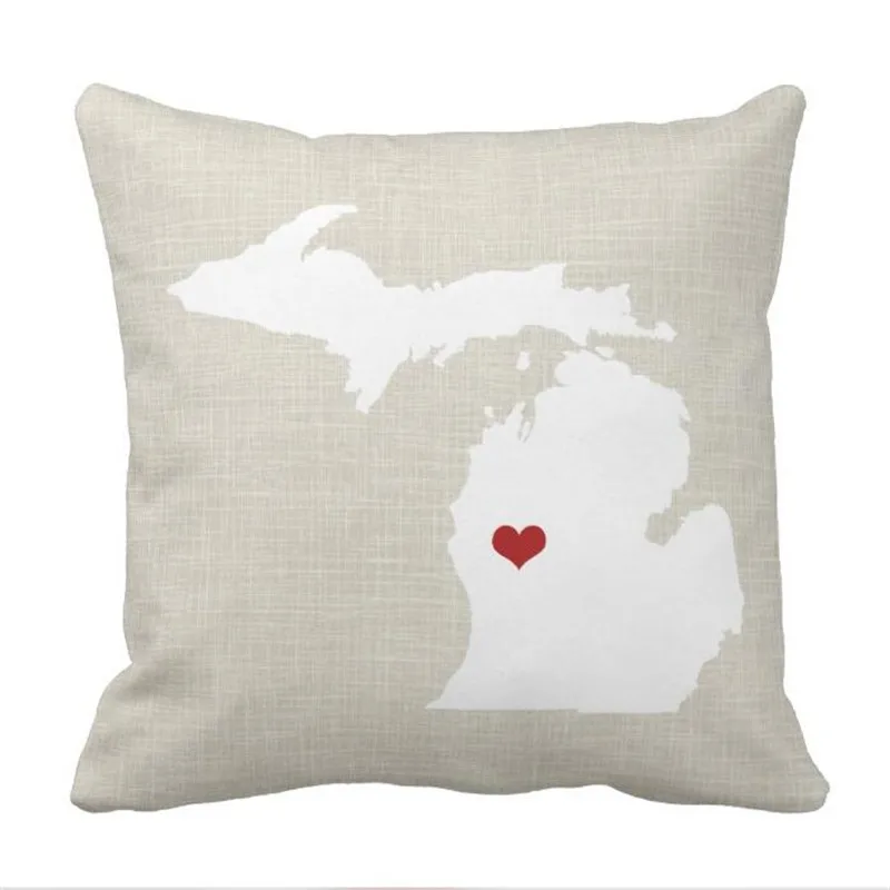 Персонализированный Чехол из искусственного льна с изображением подушки штата