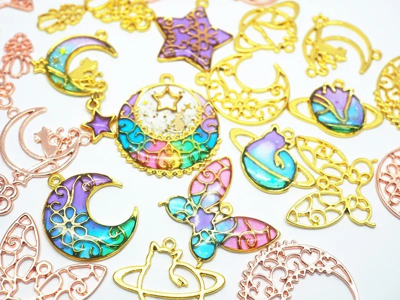 Звезда Луна планета рамка оправа из цинкового сплава Подвеска Шарм Безель