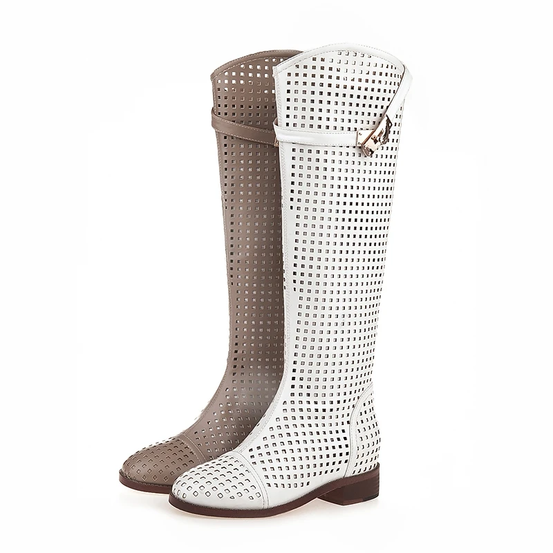 ENMAYER/Новые модные женские сапоги до колена с круглым носком на толстом каблуке