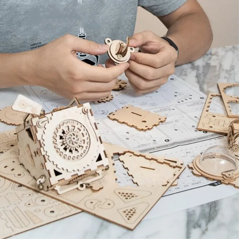 Аниме DIY экшн и игрушка фигурка стимпанк вращающийся робот деревянная заводная