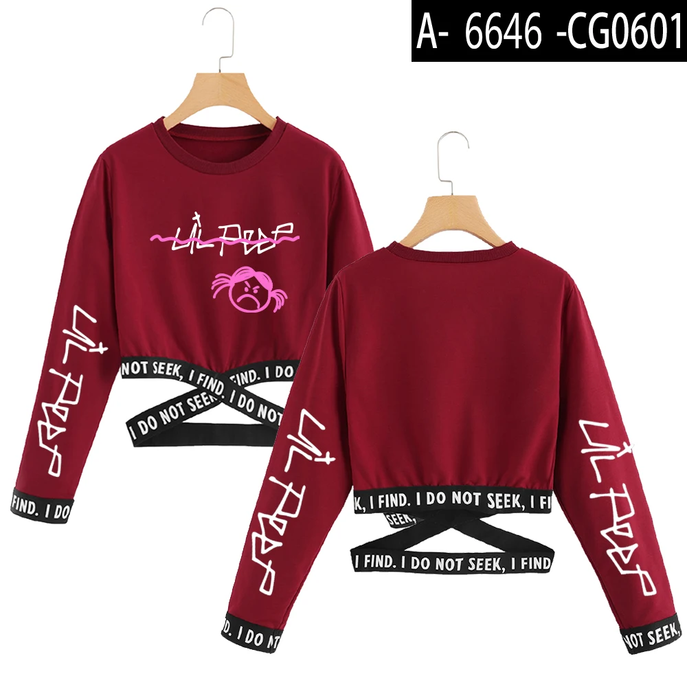 Lil Peep футболка Женская Harajuku R.I.P. Футболка с длинным рукавом Женская Хлопковая весенняя модная повседневная Уличная одежда в стиле хип-хоп длинный укороченный топ - Цвет: Red