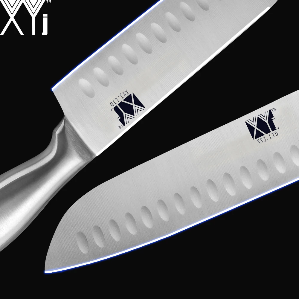 XYj нержавеющая сталь кухонные ножи Набор изогнутая ручка острое лезвие шеф повар