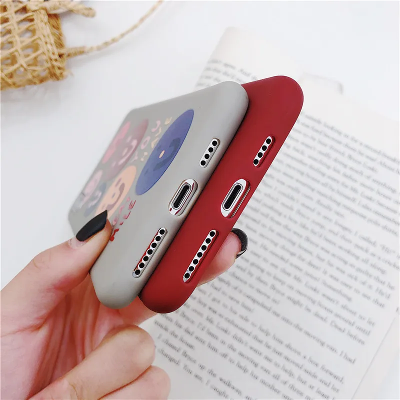 cute Face smiling face TPU Gray red soft shell mobile phone bag For Apple iphone 6 6s 7 8 Plus X XS XR MAX silicone case |