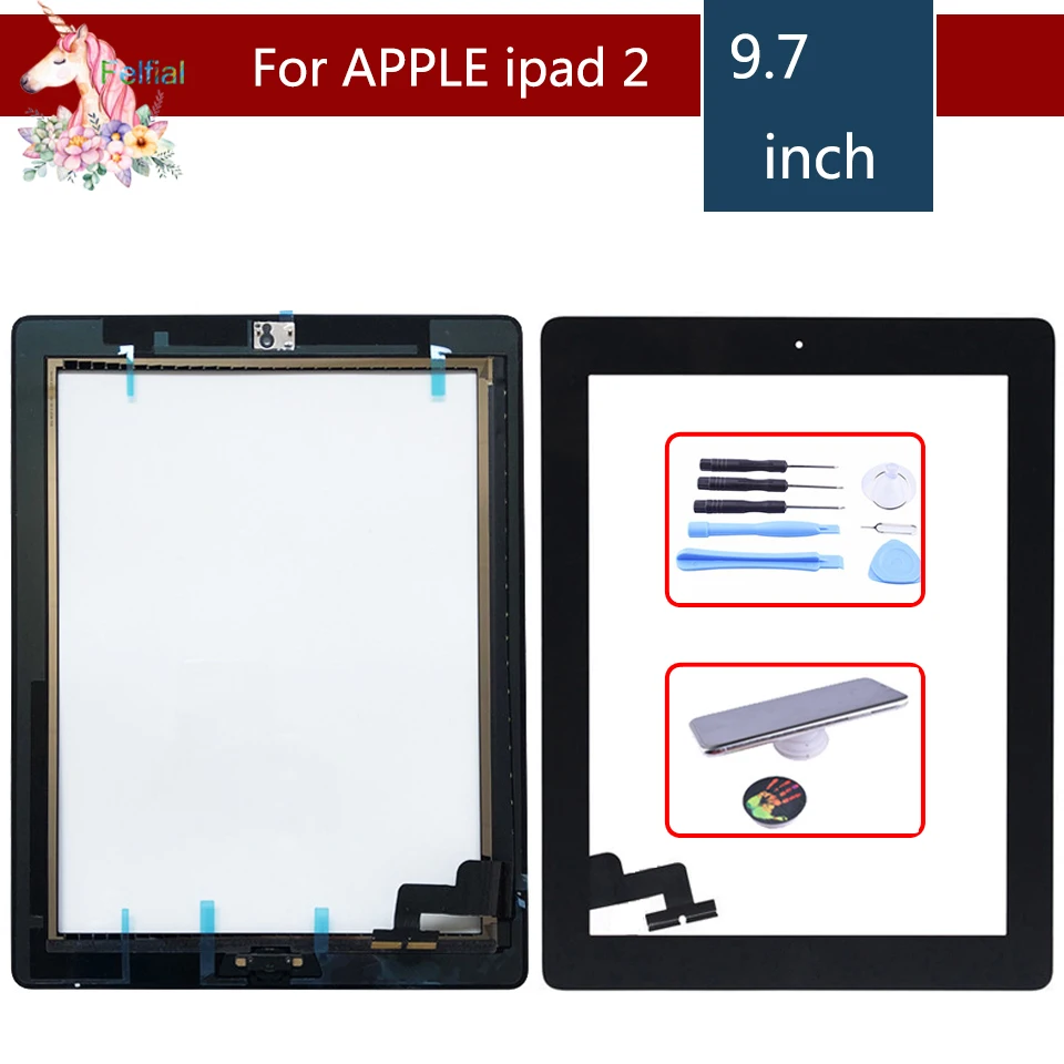For Apple iPad 2 3 4 5 6 ipad Air 1 2 Touch Screen with Home Button and Adhesive Digitizer Front Glass Replacement images - 6
