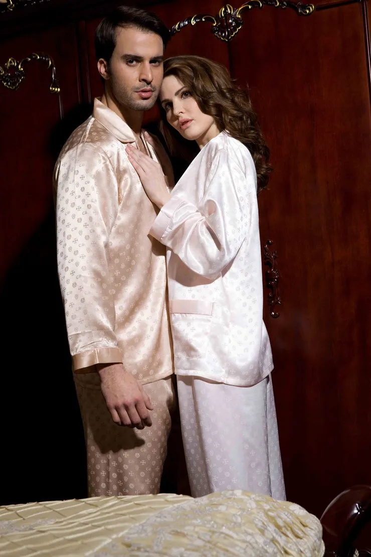

19MM Pure Heavy Weight Silk Couple's Floral Pajamase Set for Men Size L XL XXL