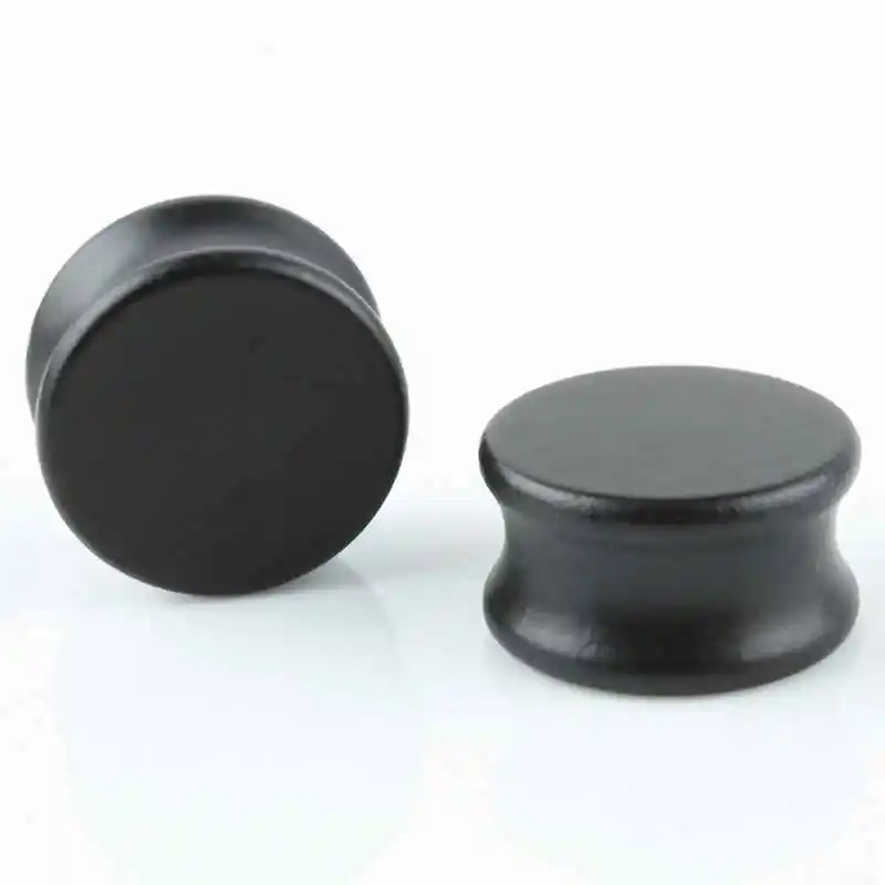

TUMBEELLUWA 1Lot (2Pc) Fashion Unisex Black Organic Areng Wood Double Saddle Flesh Ear Tunnels Plugs Earlet