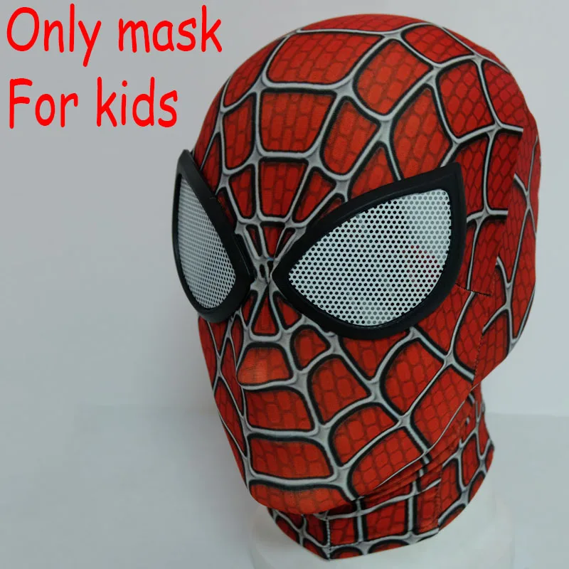 Only mask kids Черный карнавальный костюм Человека-паука костюм паука Райми костюм Человека Питера Паркера костюм супергероя Zentai боди костюмы для детей и взрослых - Цвет: Only mask kids