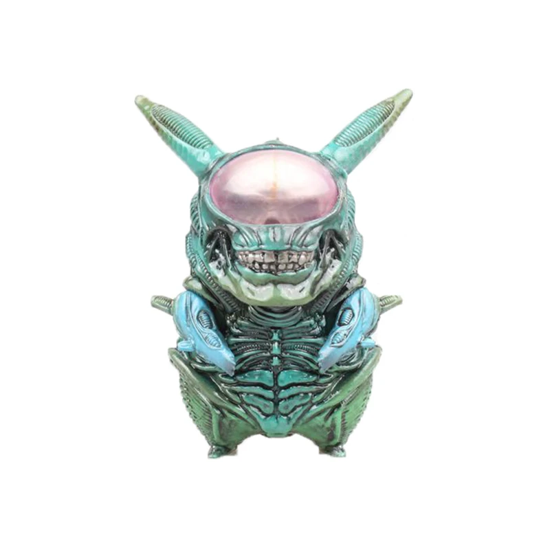 Green no box 8,5 см крутой инопланетянин Пикачу череп косплей мультфильм Nendroid желтый монстр забавная ПВХ фигурка коллекция модель куклы игрушки подарок - Цвет: Green no box