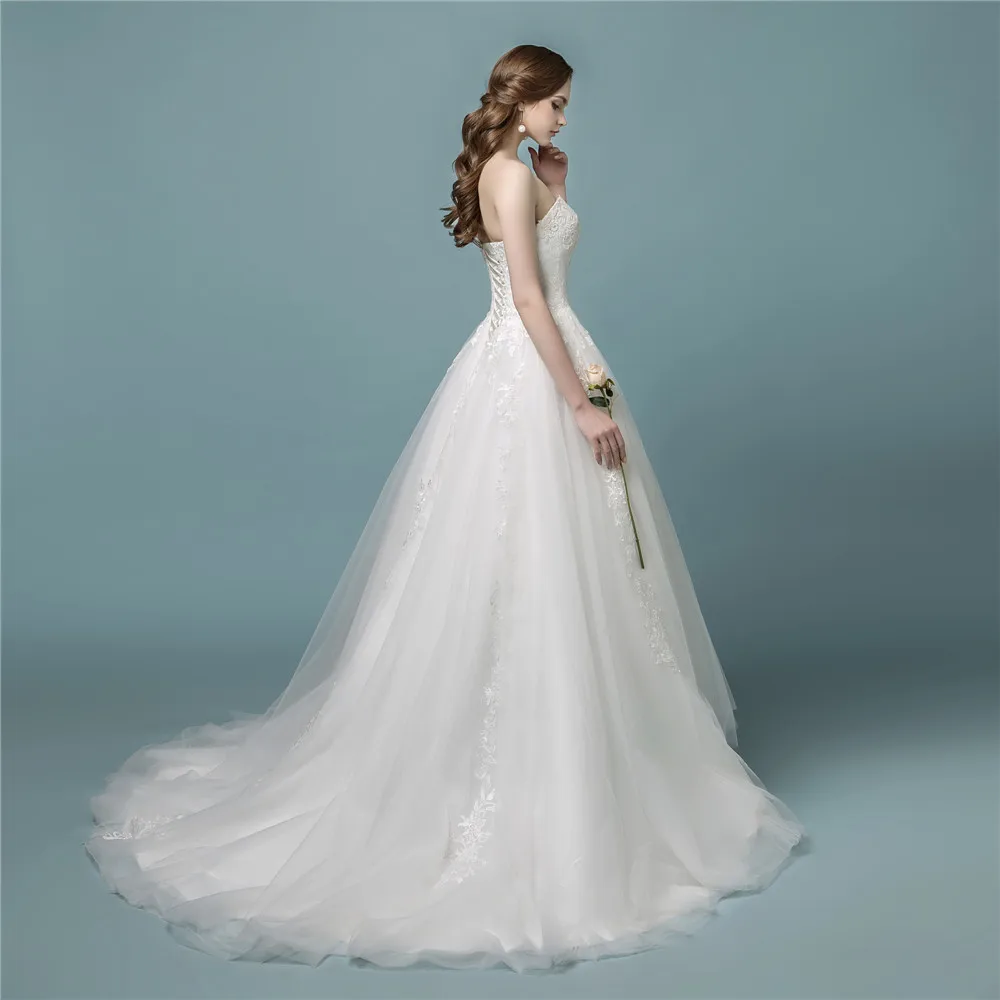 Vestidos De Noiva 2020 кружевное платье принцессы простое свадебное невесты длинное