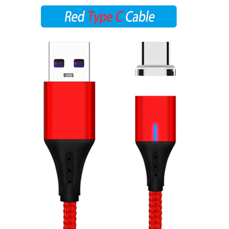 Red For USB-C СВЕТОДИОДНЫЙ Магнитный зарядный кабель Usb type C Быстрая зарядка Qc 3,0 кабель Tipo C для Xiaomi Mi 9 9T A3 samsung Galaxy Note 10 2m провода - Цвет: Red For USB-C