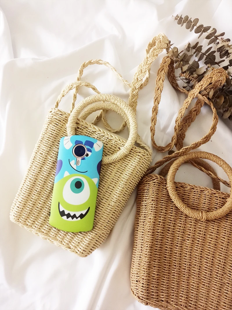 Круглый шарфы-ручки соломенная сумка одноцветное цвет повседневное Сумочка