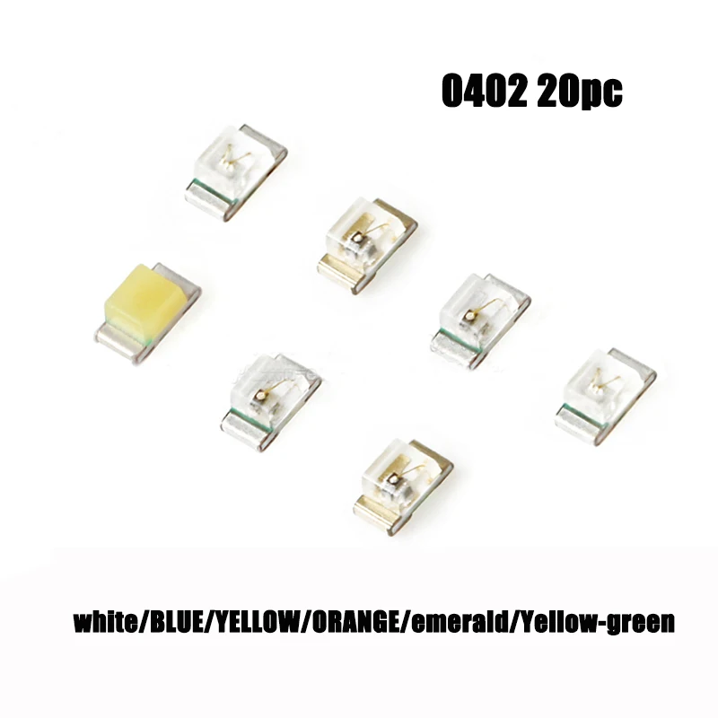20 шт. 0402 SMD светодиодный Диод 0402 супер яркий белый красный зеленый желтый синий SMD светодиодный светильник