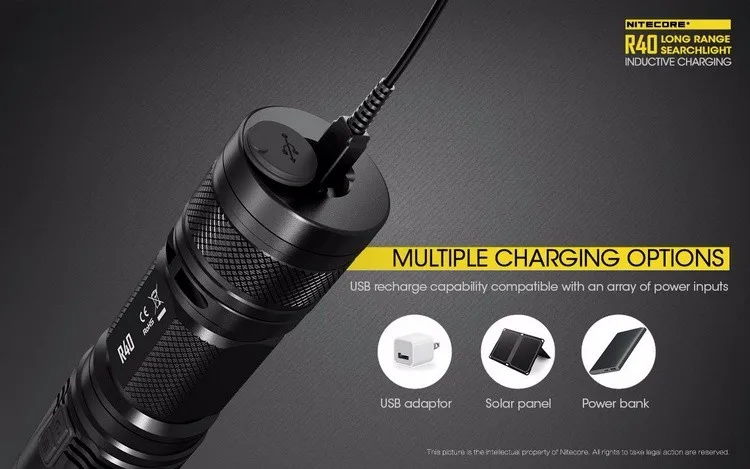 NITECORE R40 флэш-светильник 1000 люмен XP-L HI светодиодный белый светильник с перезаряжаемой батареей наружная поисковая ручная лампа