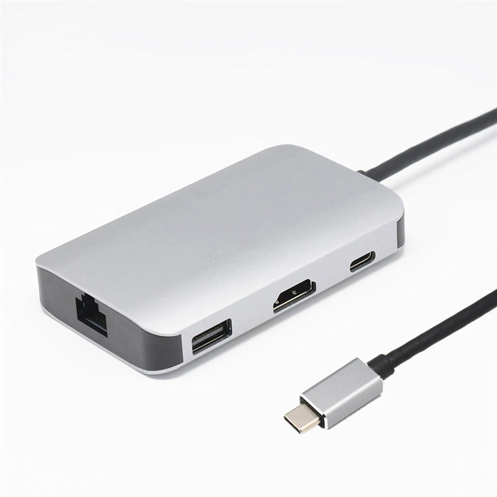 

8 in 1 Multi-function Type-C Docking Station Type-C Male to RJ45 HDMI USB3.0 HUB Connector