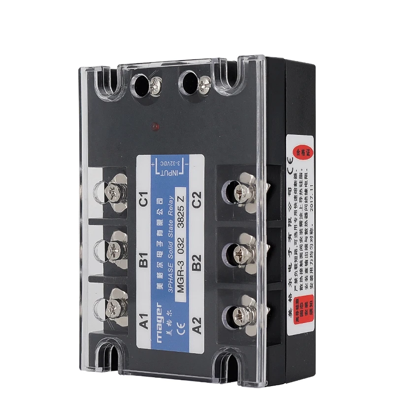 

25A Three Phases Solid State Relay DC-AC (MGR-3 032 3825 Z) SSR 25DA Solid State Relay 3-32V DC 380V AC With protective covers