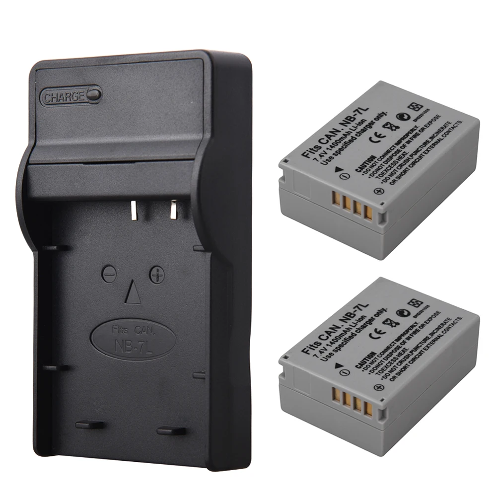 

2pcs 7.4v 1400mah NB-7L NB 7L Camera Battery + Wall Charger For Canon powershot G10 G11 G12 SX30IS Rechargeable Battery