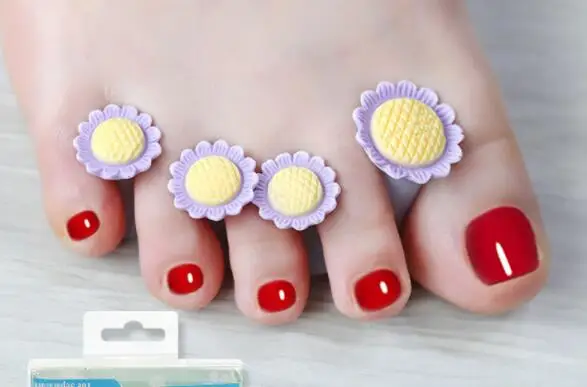 New Silica Gel Foot Toe Separator Finger Protector Nail Tips Flower Red Heart Image For Flexible Use UV Polish Art Tool | Красота и