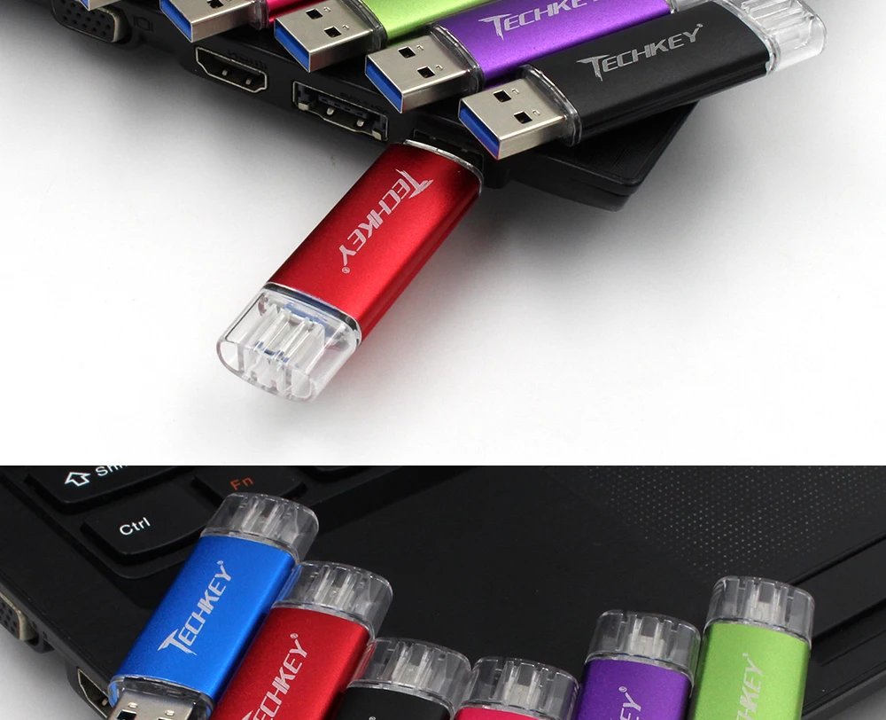 Новинка TECHKEY OTG usb 3,0 32gb usb флеш-накопитель 3,0 64gb флеш-накопитель 16gb memoria cel usb флеш-накопитель в подарок для samsung mobile