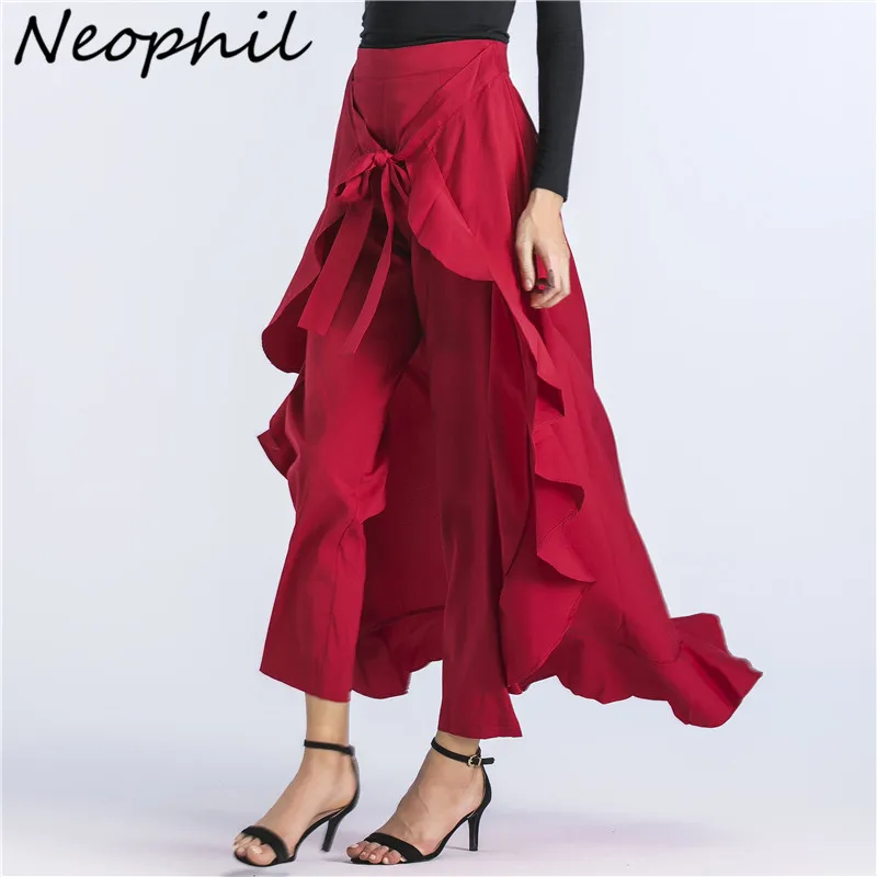 

Neophil 105cm Vintage Ruffles Saia Longa Asymmetrical Long Maxi Womens Skirts Floor Length High Waist Muslim Jupe Longue MS1705