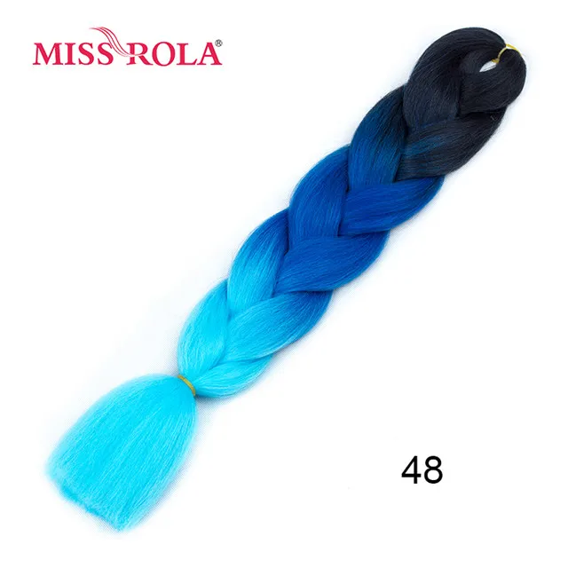 Miss Rola, 100 г, ультра большой Плетеный вязаный крючком, волосы для наращивания, 1 шт., 89 цветов, Ombre, синтетические, на крючках, косички, цвет волос - Цвет: # Синий