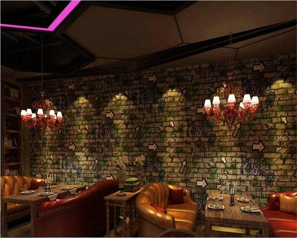 

beibehang American retro British personality letter graffiti wallpaper KTV bar Internet cafe background papel de parede 3d