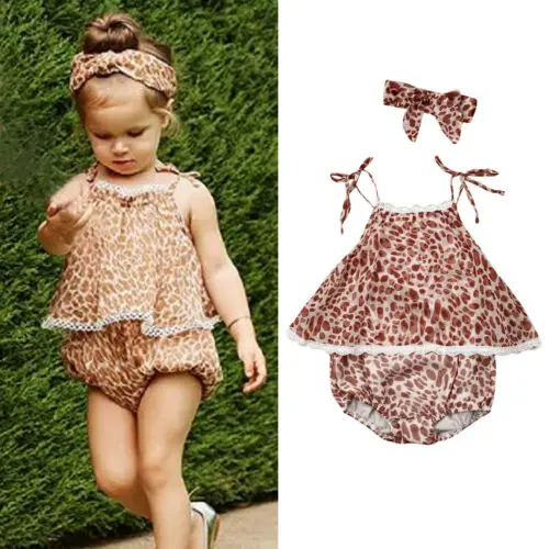 Комплект из 3 предметов шифоновый наряд с леопардовым принтом для новорожденных