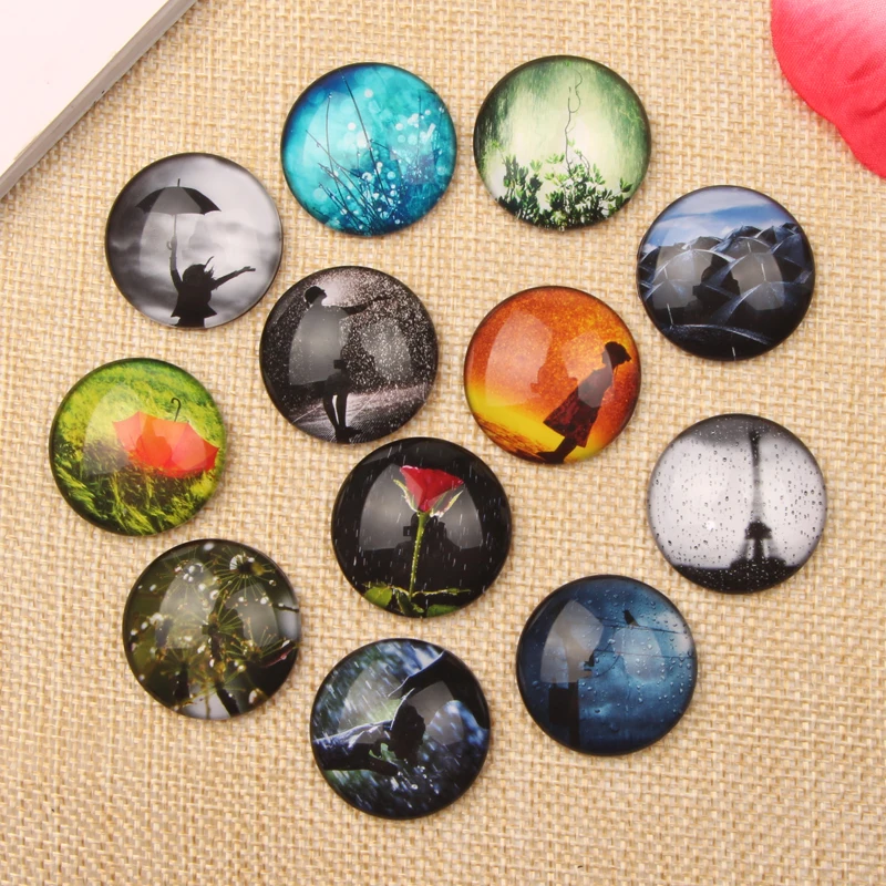 

reidgaller mix rainy mood photo round dome glass cabochon 10mm 12mm 14mm 18mm 20mm 25mm diy earrings pendant accessories