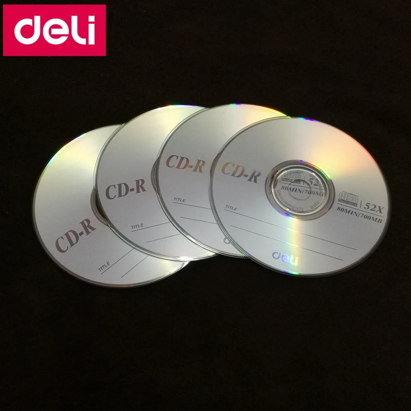 4 шт./лот Deli 3725 CD-R пустые диски, записываемый КОМПАКТНЫЙ ДИСК 700 Мб/80 мин/52x бриллиантовые диски, одна штука