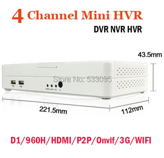 ONVIF 4CH DVR Мини Hybrid NVR HVR HDMI 1080 P Full D1 960 h p2p облако h.264 сетевой видеорегистратор 4 канала