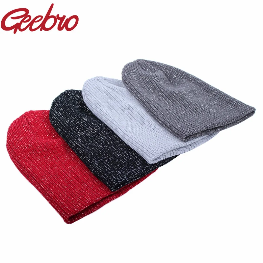 

Geebro Brand 2020 Women's Beanies Hats For Spring And Autumn Women Knitted Skullies Beanies Hat For Women Balaclava Cap JS291A