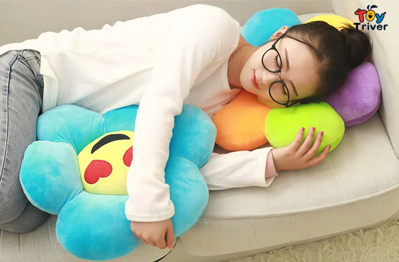 Милый Мультфильм Подсолнечника Выражение Подушку Дивана Стул Подушки