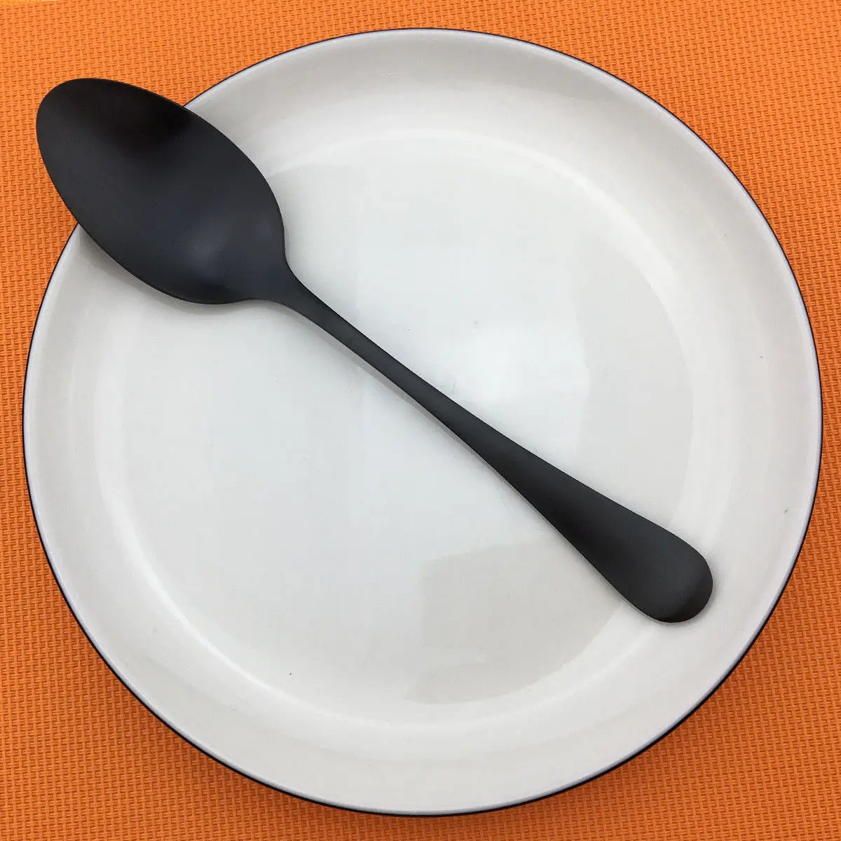 Роскошные фрукты вилка стейк нож Столовые приборы торт лопатка из нержавеющей стали столовая посуда стейк на ужин нож Титан Черный чайная ложка Вечерние - Цвет: Dinner  spoon