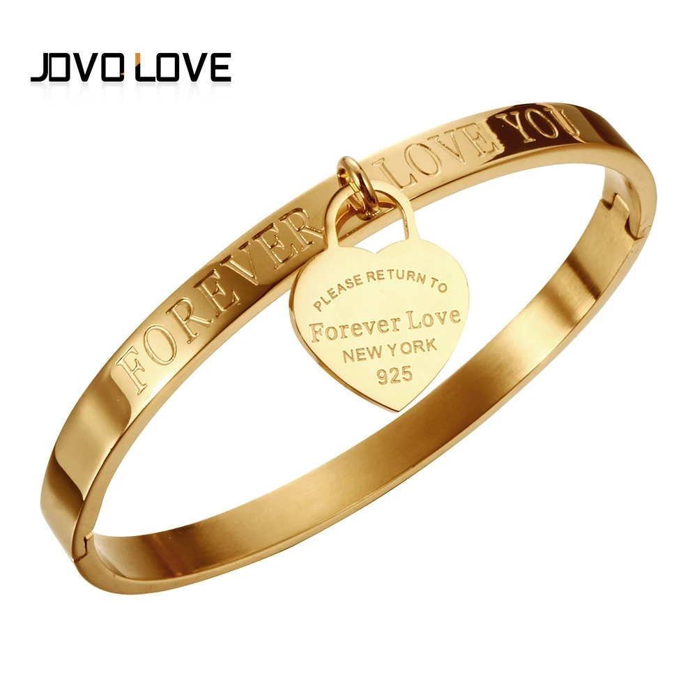 Женский браслет JOVO Pulseira из нержавеющей стали 316L с золотым Foreve Love Heart