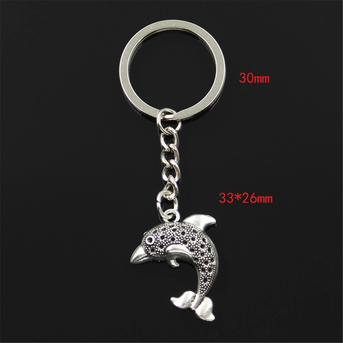 Модный брелок для ключей Dolphin Ocean Sea 33x26 мм металлическая цепь серебристый цвет