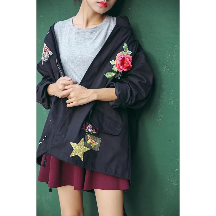 Куртка женская оверсайз в этническом стиле с вышивкой осень 2020|chaquetas mujer|vintage