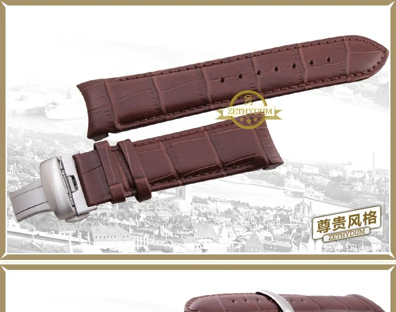 Изогнутый конец браслет из натуральной кожи мужской ремешок для часов tissot T035 22 23 24 мм наручные часы ремешок Бабочка застежка