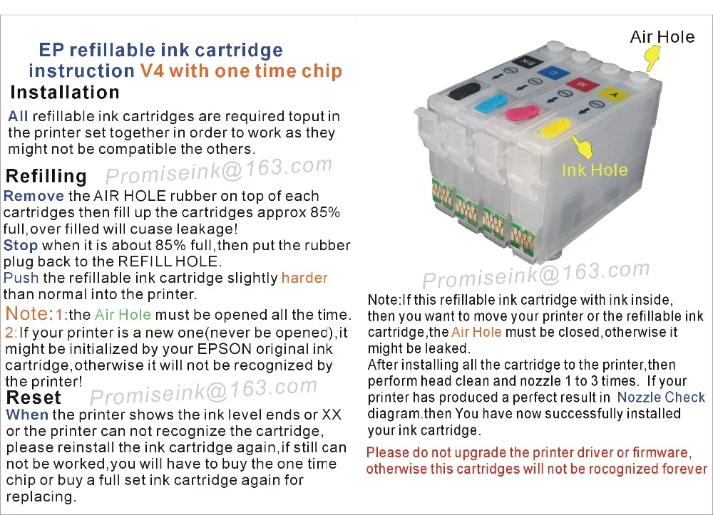 CEYE NON OEM многоразовые картриджи для EPSON Workforce WF 2631 2651 2661 с однократными ЧИПАМИ 193|ink
